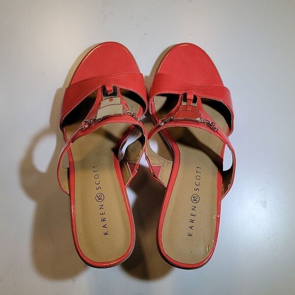 KAREN SCOTT WEDGE STYLE OPEN TOE SLIP-ON WOMEN"S SANDAL - Picture 7 of 15